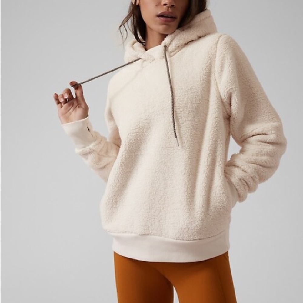 Athleta Tugga Sherpa Fleece Hoodie in 'Natural' - Women's XL
